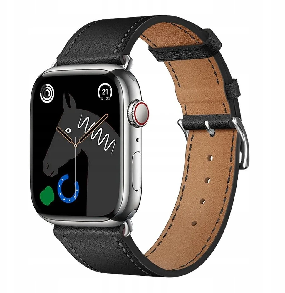 Forcell „Apple Watch“ dirželis AAD90 F-Design FA20 skylučių dirbtinės odos 38/40/41 mm, juodas