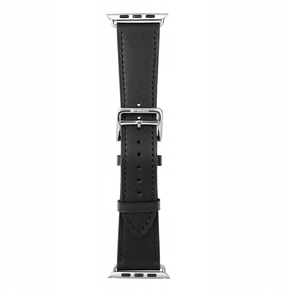 Forcell „Apple Watch“ dirželis AAD90 F-Design FA20 skylučių dirbtinės odos 38/40/41 mm, juodas