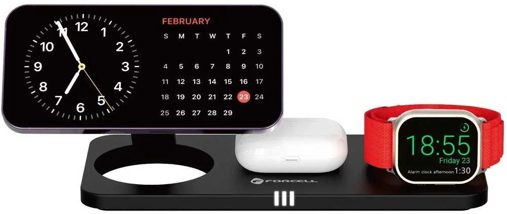 Belaidis įkroviklis Forcell F-Energy 3in1 MagNetix USB C Qi2 20,5W, suderinamas su MagSafe juodas 0INT