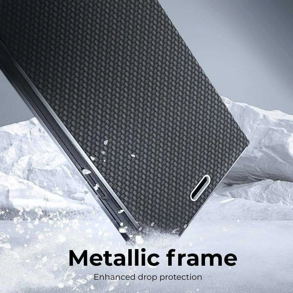 Dėklas Forcell Oem LUNA Book Carbon skirtas Xiaomi Redmi 10 / 10 2022 juodos spalvos