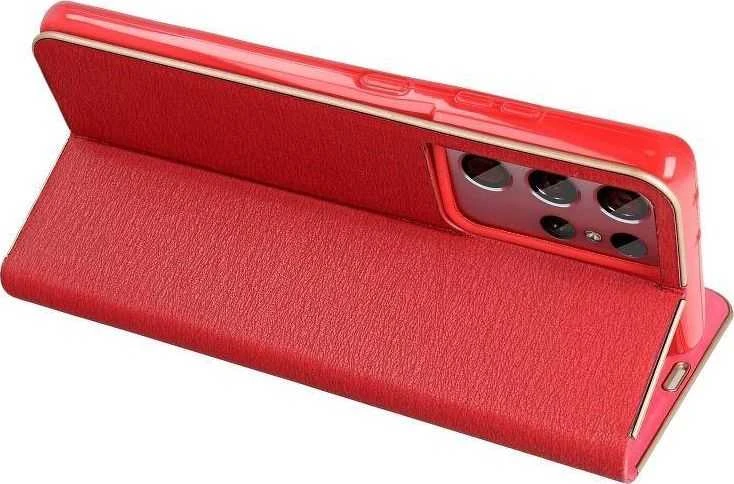 Dėklas Forcell Oem LUNA Book Gold skirtas Xiaomi Redmi Note 10 5G / Poco M3 Pro / Poco M3 Pro 5G raudonas
