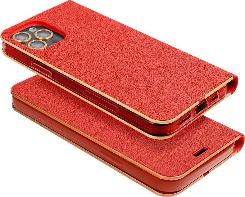 Dėklas Forcell Oem LUNA Book Gold skirtas Xiaomi Redmi Note 10 5G / Poco M3 Pro / Poco M3 Pro 5G raudonas