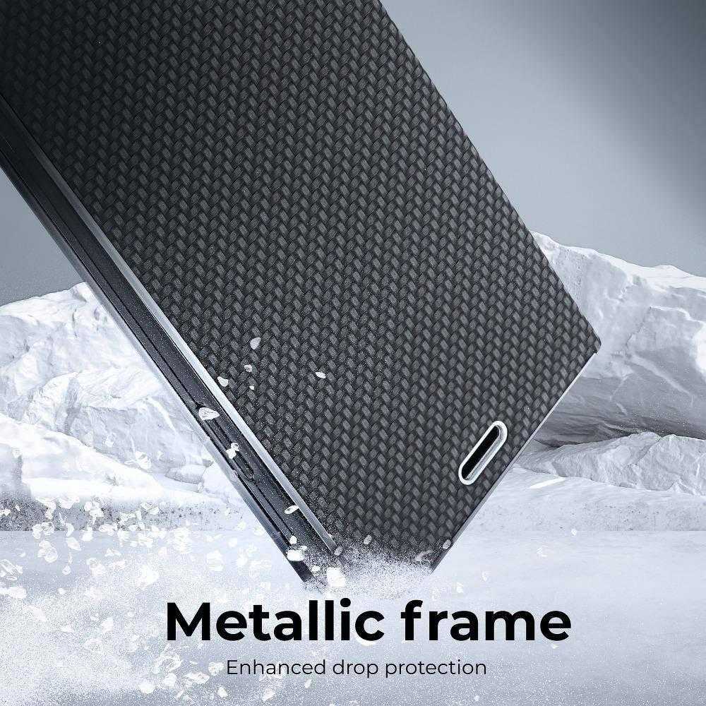 Forcell OEM atverčiamas dėklas iPhone 13 Luna Book Carbon juodas