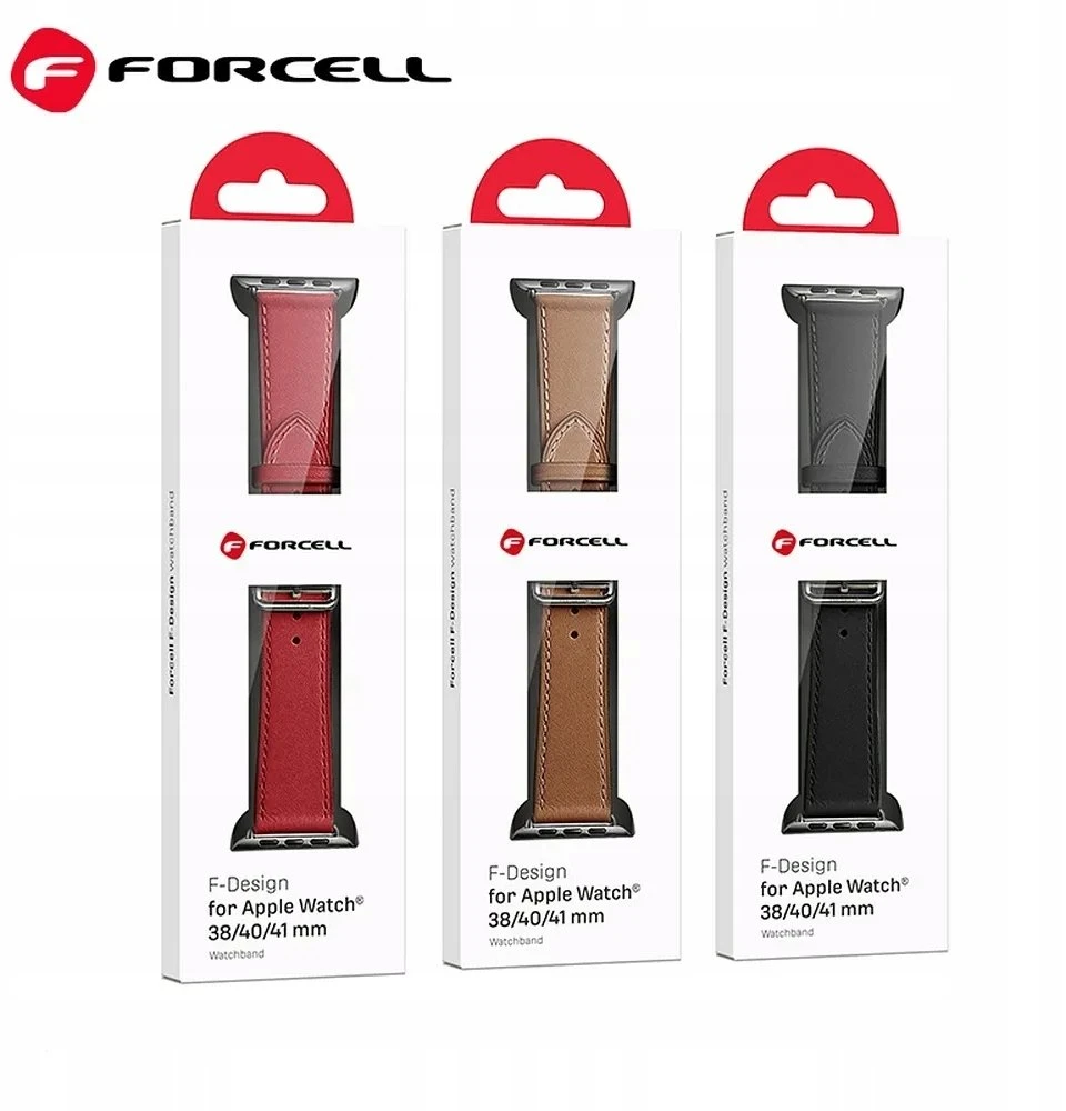 „Apple Watch“ dirželis Forcell F-Design FA20 skylučių dirbtinės odos 42/44/45/49 mm, raudonas