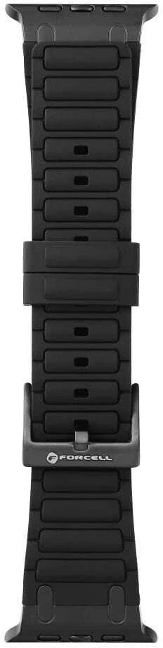 „Apple Watch“ dirželis Forcell F-Design FA06 silikoninis, su skylutėmis, 42 / 44 / 45 / 49 mm, juodas