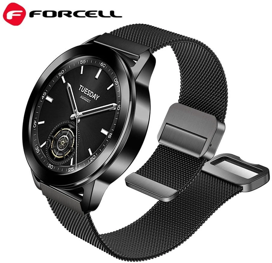 Forcell Dirželis, skirtas „Samsung Galaxy Watch C3576 F-Design FS11“, magnetinis, plieno, 22 mm, juodas