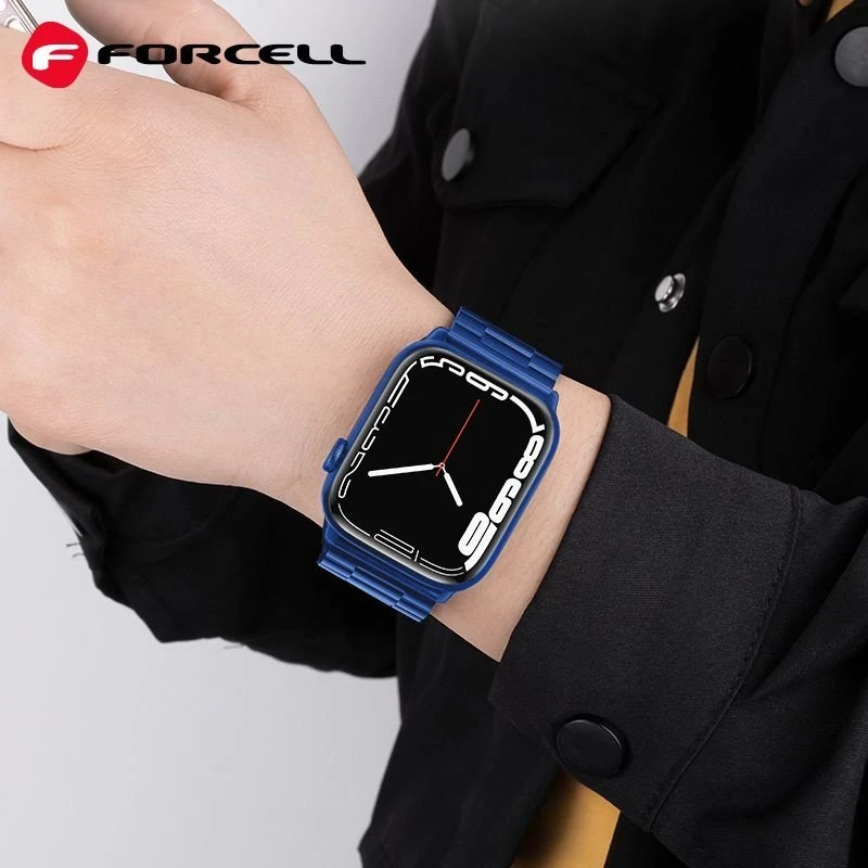 FORCELL F-DESIGN FA10 stainless steel apyrankė skirta Apple Watch 42 / 44 / 45 / 49 mm mėlynos spalvos