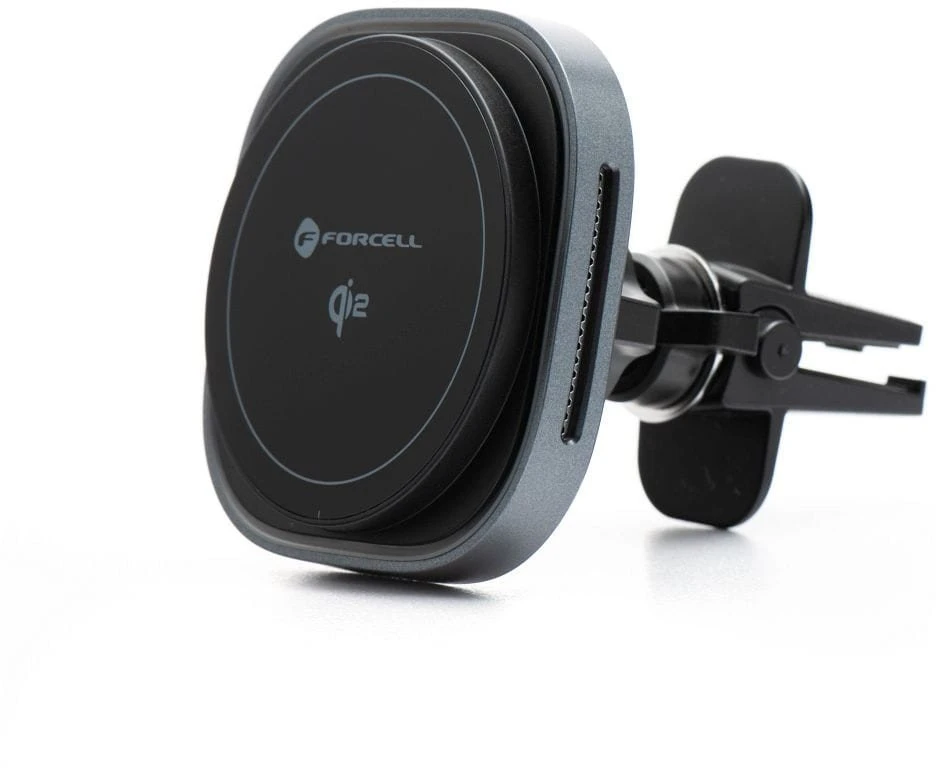 Belaidis automobilinis telefono laikiklis, suderinamas su „Magsafe Forcell F-Grip Air Mag F-07 Qi2 15W“ oro išleidimo angos sidabrinas