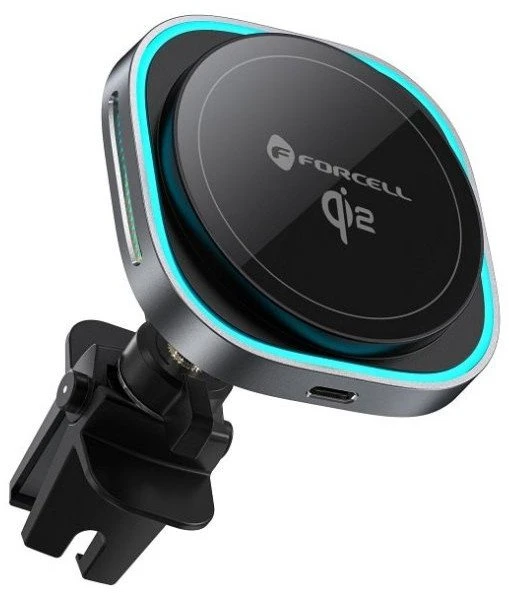 Belaidis automobilinis telefono laikiklis, suderinamas su „Magsafe Forcell F-Grip Air Mag F-07 Qi2 15W“ oro išleidimo angos sidabrinas