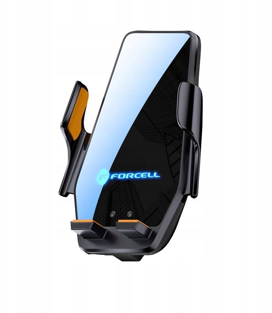 Belaidis automobilio telefono laikiklis Forcell F-Grip HS6 15W priekiniam stiklui / ventiliacijos angai juodas