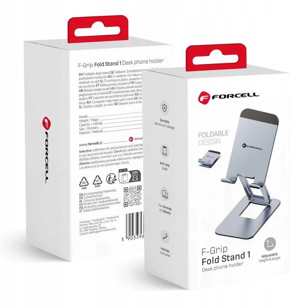 Desk holder for phone / tablet foldable Forcell F-Grip Fold Stand 1 pilka