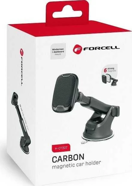 Automobilinis universalus telefono laikiklis Forcell (H-CT327) tvirtinamas ant stiklo, magnetinis juodas