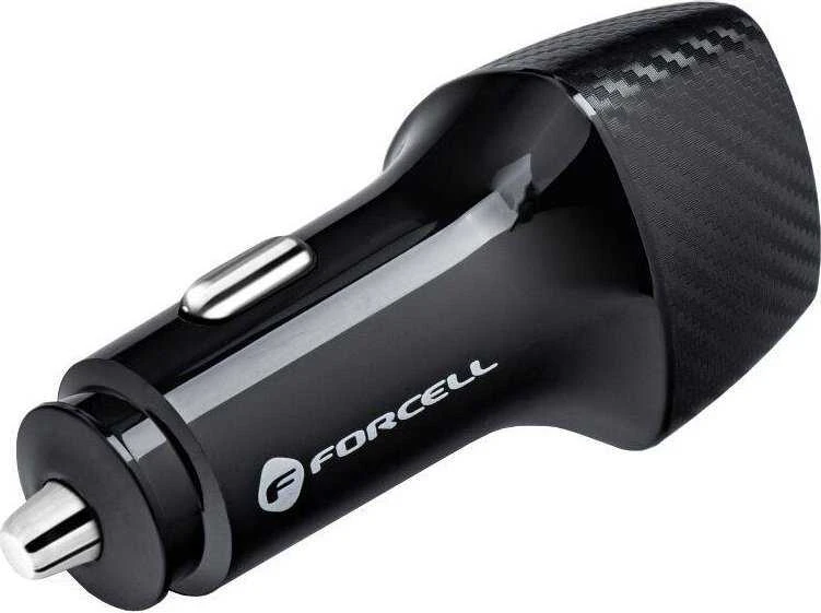 Automobilinis įkroviklis Forcell F-Energy Carbon USB A QC3.0 3A 18W CC50-1A juodas