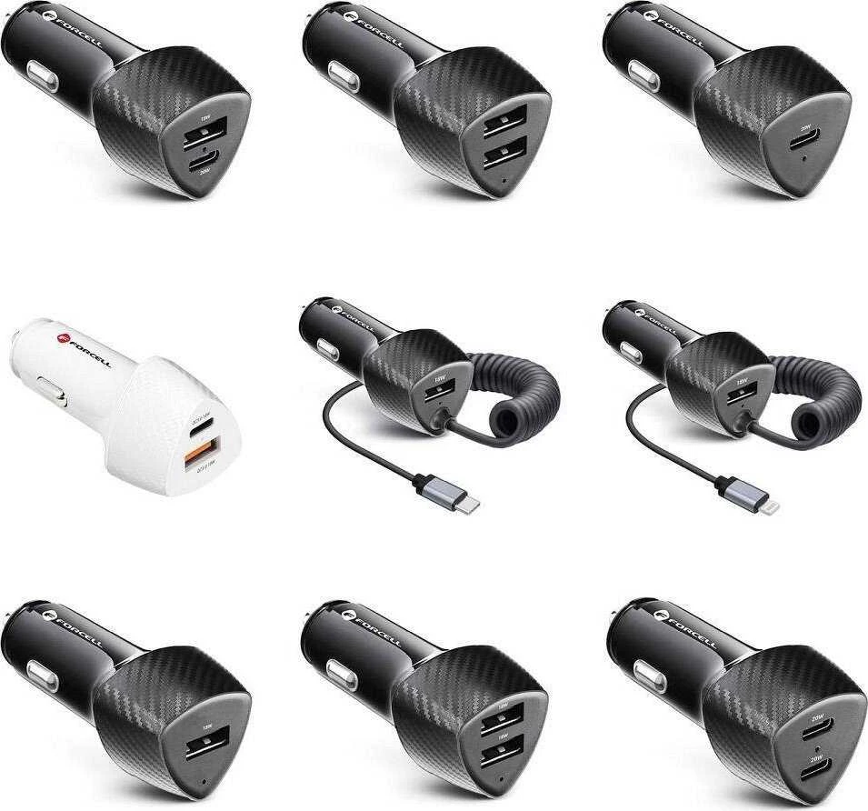 Automobilinis įkroviklis Forcell F-Energy Carbon USB A QC3.0 3A 18W CC50-1A juodas