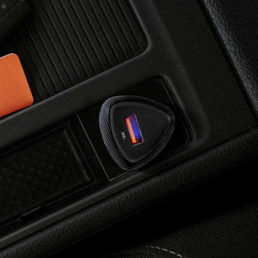 Automobilinis įkroviklis Forcell F-Energy Carbon USB A QC3.0 3A 18W CC50-1A juodas