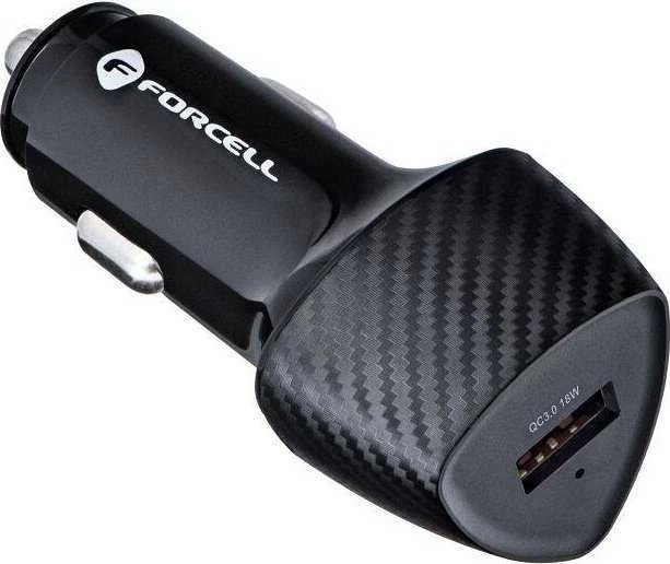 Automobilinis įkroviklis Forcell F-Energy Carbon USB A QC3.0 3A 18W CC50-1A juodas