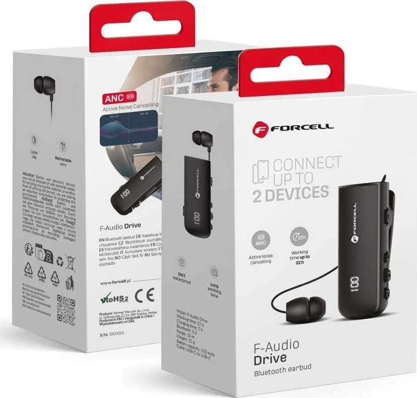 Ausinės Belaidės earphone Forcell F-Audio Drive EarBud juodas