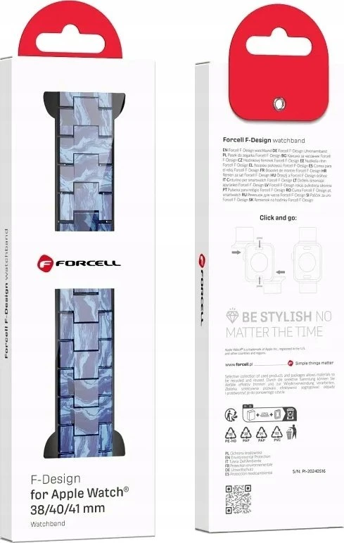 FORCELL F-DESIGN FA04 marble textured resin apyrankė skirta Apple Watch 38 / 40 / 41 mm mėlynos spalvos