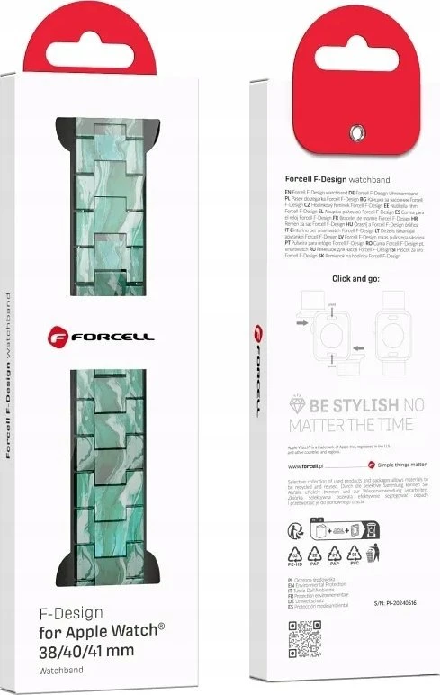 FORCELL F-DESIGN FA04 marble textured resin apyrankė skirta Apple Watch 38 / 40 / 41 mm žalios spalvos