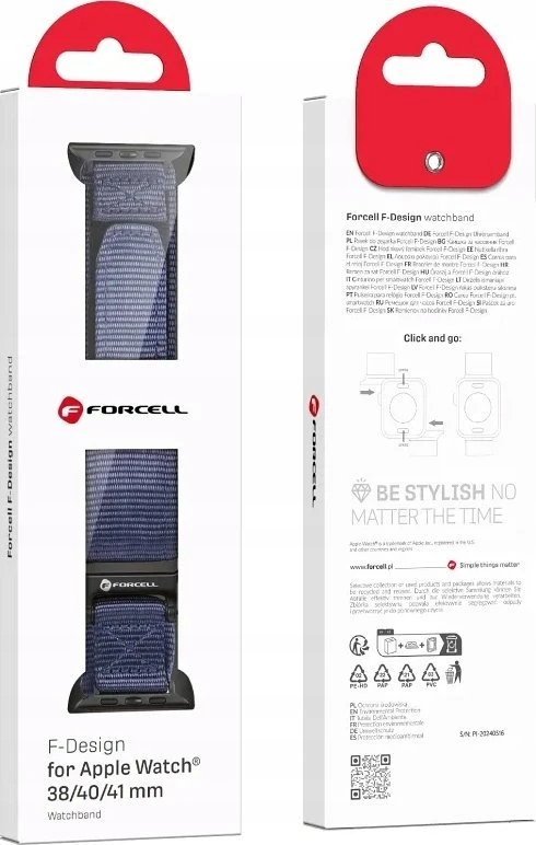 FORCELL F-DESIGN FA05 nylon apyrankė skirta Apple Watch 38 / 40 / 41 mm mėlynos spalvos