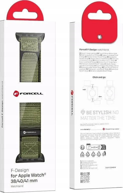 FORCELL F-DESIGN FA05 nylon apyrankė skirta Apple Watch 38 / 40 / 41 mm žalios spalvos