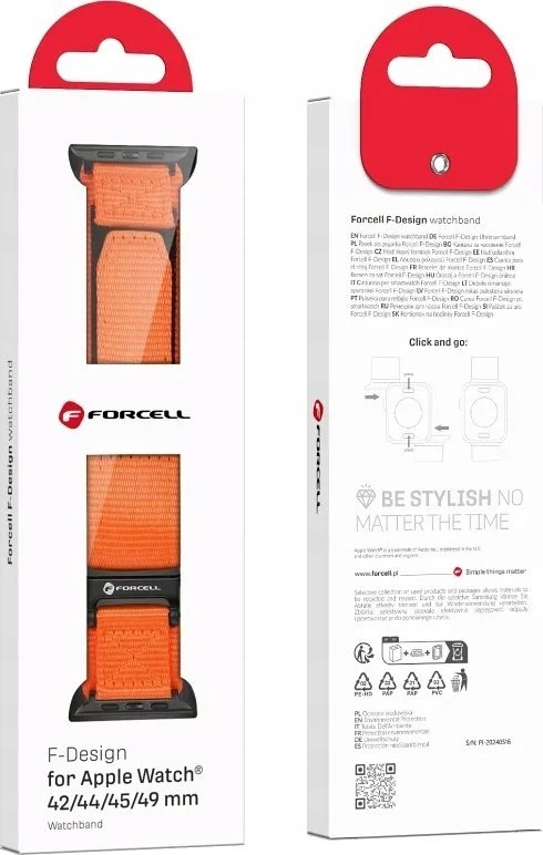 FORCELL F-DESIGN FA05 nylon apyrankė skirta Apple Watch 42 / 44 / 45 / 49 mm oranžinės spalvos