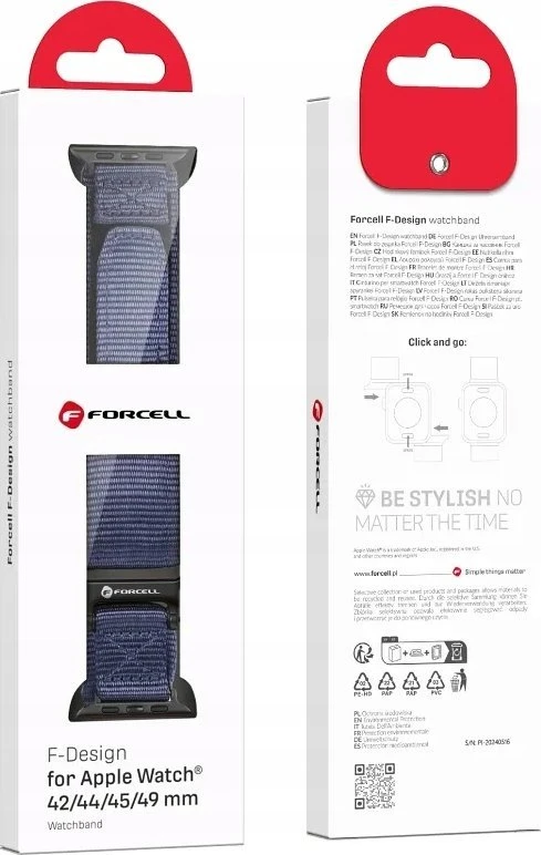 FORCELL F-DESIGN FA05 nylon apyrankė skirta Apple Watch 42 / 44 / 45 / 49 mm mėlynos spalvos