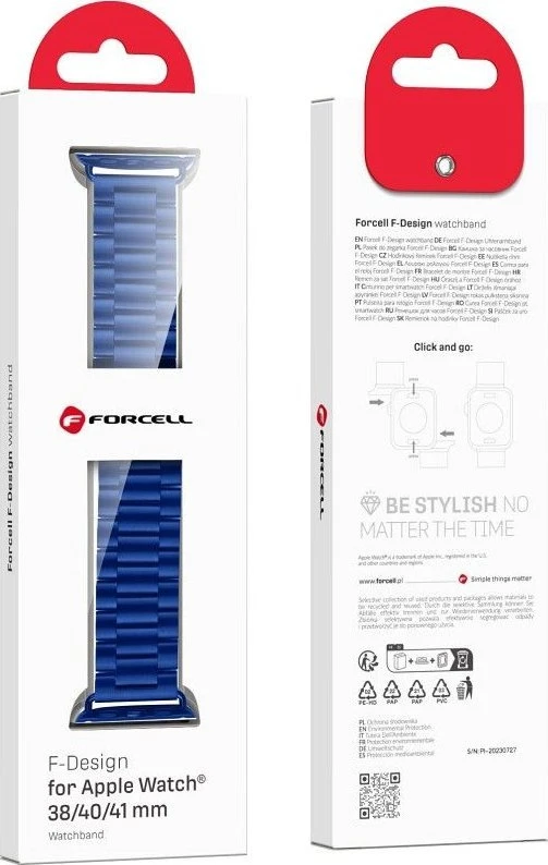 FORCELL F-DESIGN FA10 stainless steel apyrankė skirta Apple Watch 38 / 40 / 41 mm mėlynos spalvos