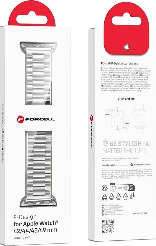 FORCELL F-DESIGN FA10 stainless steel apyrankė skirta Apple Watch 38 / 40 / 41 mm sidabro spalvos