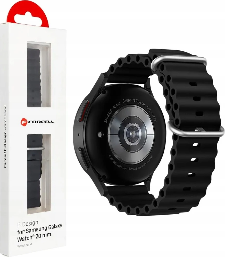 FORCELL F-DESIGN FS01 apyrankė skirta Samsung Watch 20 mm juodos spalvos