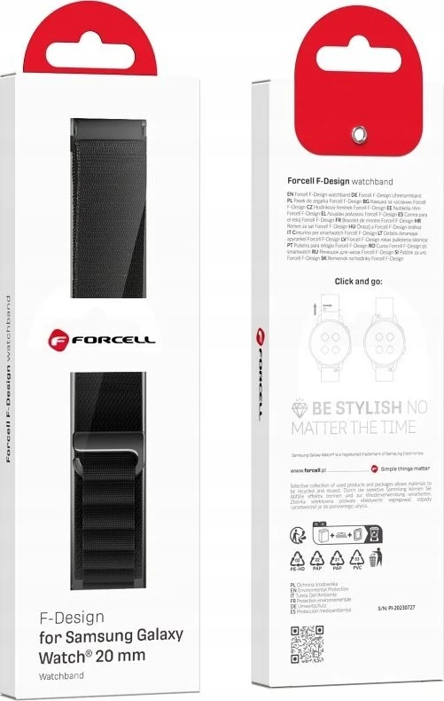 FORCELL F-DESIGN FS05 apyrankė skirta Samsung Galaxy Watch 20 mm juodos spalvos
