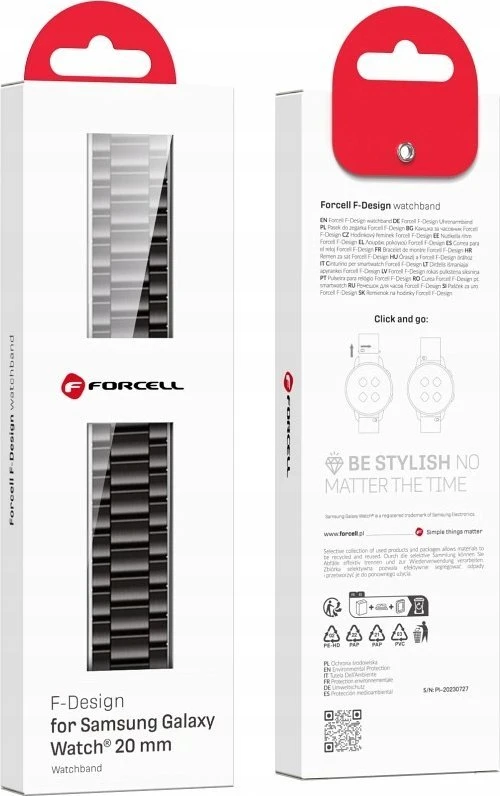 FORCELL F-DESIGN FS06 apyrankė skirta Samsung Watch 22 mm juodos spalvos