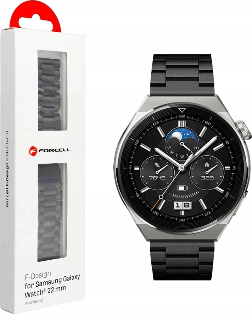 FORCELL F-DESIGN FS06 apyrankė skirta Samsung Watch 22 mm juodos spalvos