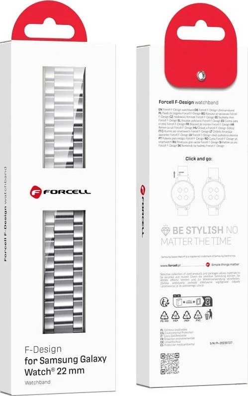 FORCELL F-DESIGN FS06 apyrankė skirta Samsung Galaxy Watch 22 mm sidabro spalvos