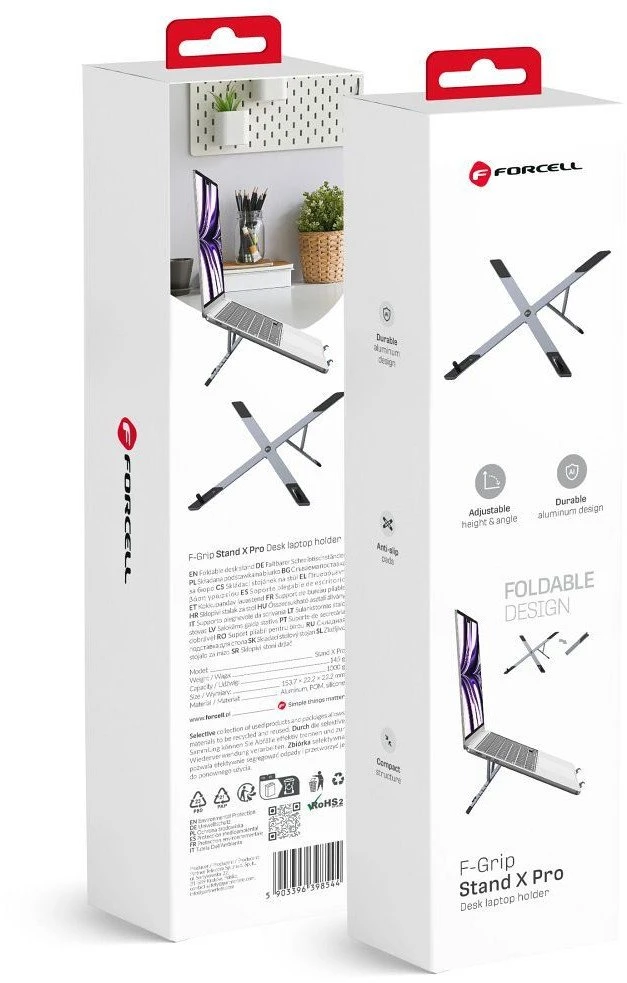 Desk holder for laptop / tablet foldable Forcell F-Grip Fold Stand X Pro pilka