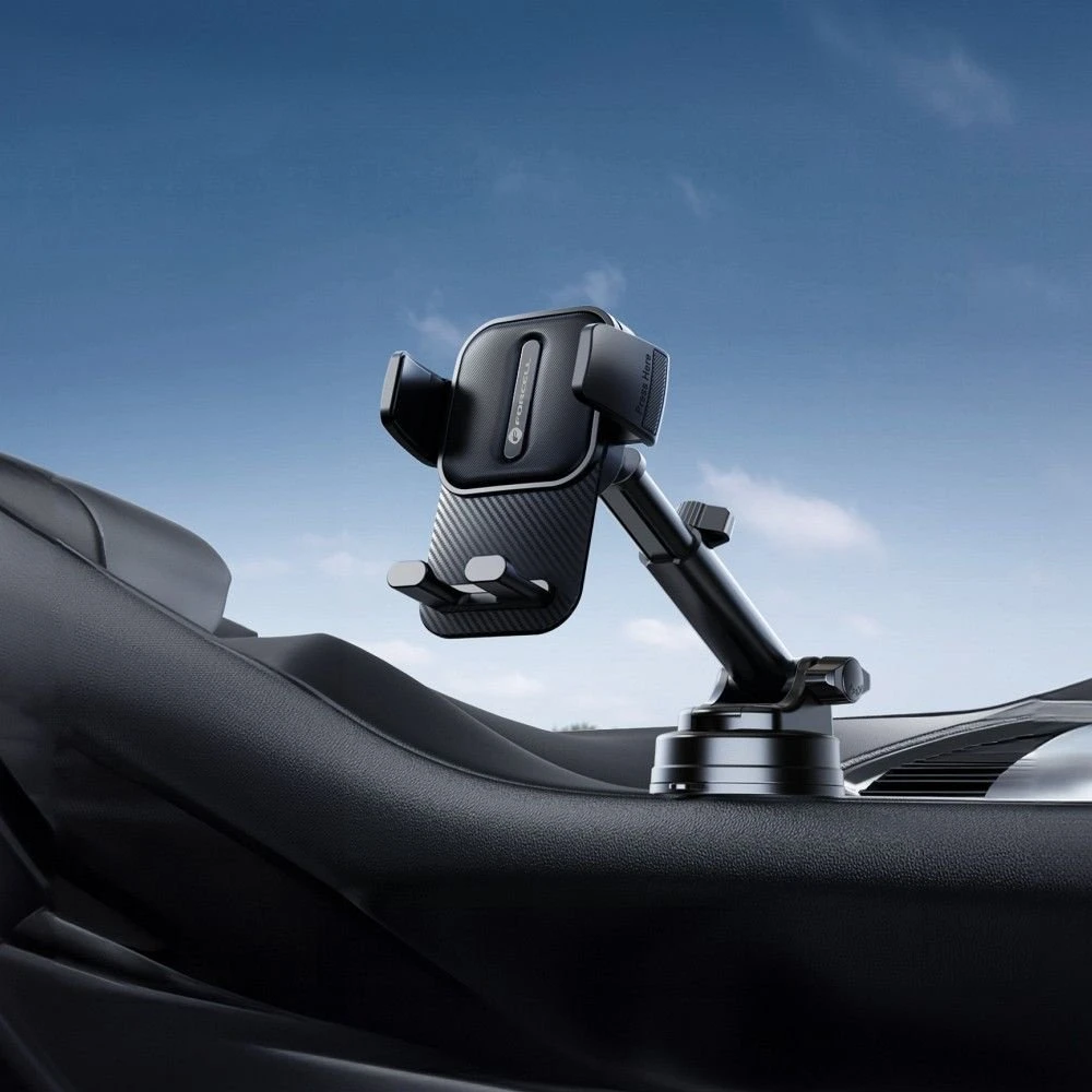 Automobilinis telefono laikiklis Forcell F-Grip Guardian priekiniam stiklui / prietaisų skydeliui juodas