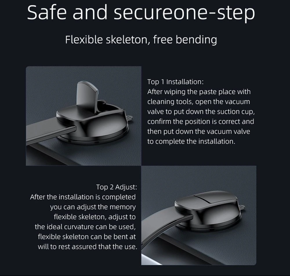 Magnetinis automobilio telefono laikiklis, suderinamas su „Magsafe Forcell F-Grip MagFlex“ priekiniam stiklui / prietaisų skydeliui, juodas