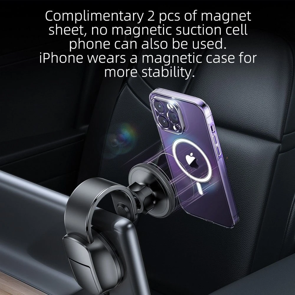 Magnetinis automobilio telefono laikiklis, suderinamas su „Magsafe Forcell F-Grip MagFlex“ priekiniam stiklui / prietaisų skydeliui, juodas