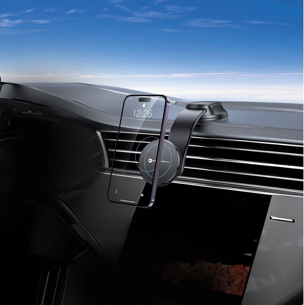 Magnetinis automobilio telefono laikiklis, suderinamas su „Magsafe Forcell F-Grip MagFlex“ priekiniam stiklui / prietaisų skydeliui, juodas