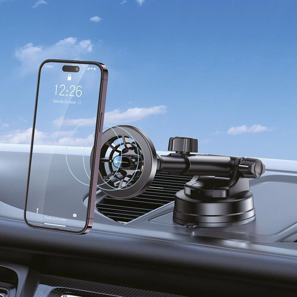 Magnetinis automobilio telefono laikiklis, suderinamas su „Magsafe Forcell F-Grip PrecisionX“ priekiniu stiklu / prietaisų skydeliu / ventiliacijos angomis (juodas)