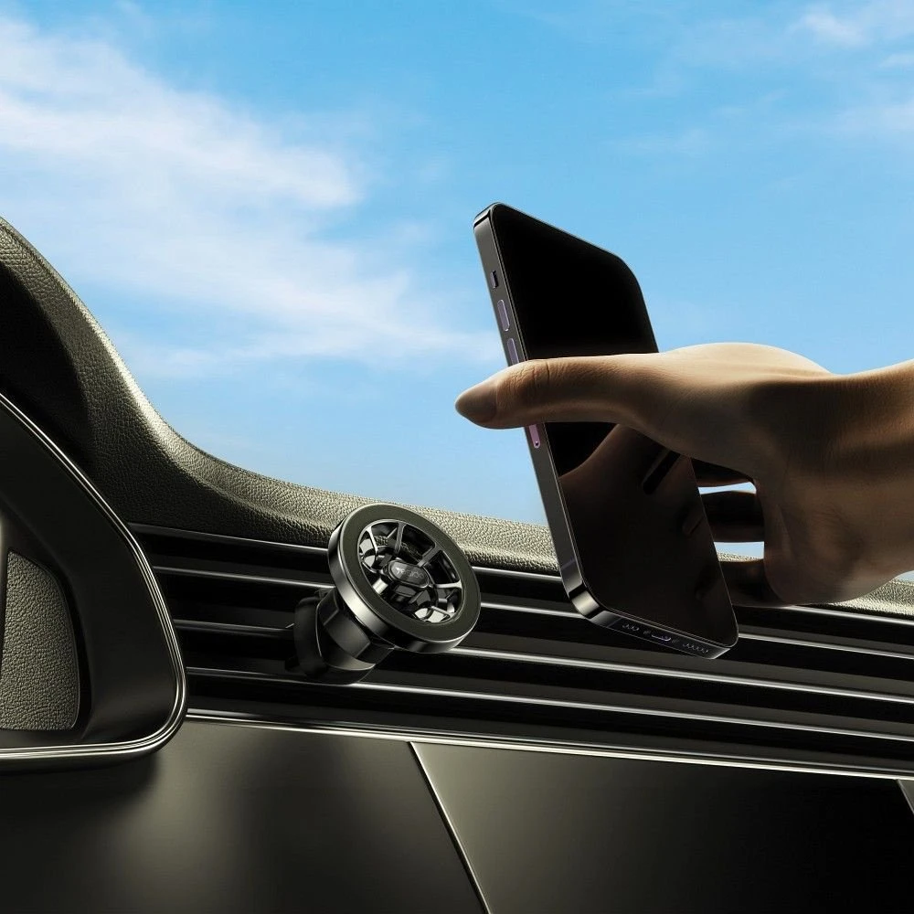 Magnetinis automobilio telefono laikiklis, suderinamas su „Magsafe Forcell F-Grip PrecisionX“ priekiniu stiklu / prietaisų skydeliu / ventiliacijos angomis (juodas)
