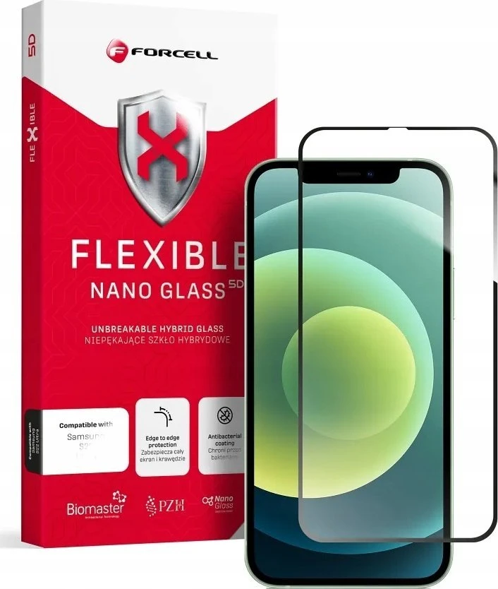Hibridinis stiklas iPhone 12 / 12 PRO Forcell Flexible 5D juodas