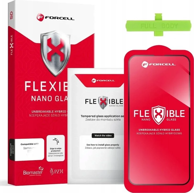 Hibridinis stiklas iPhone 13 PRO MAX / 14 PLUS Forcell Flexible 5D juodas