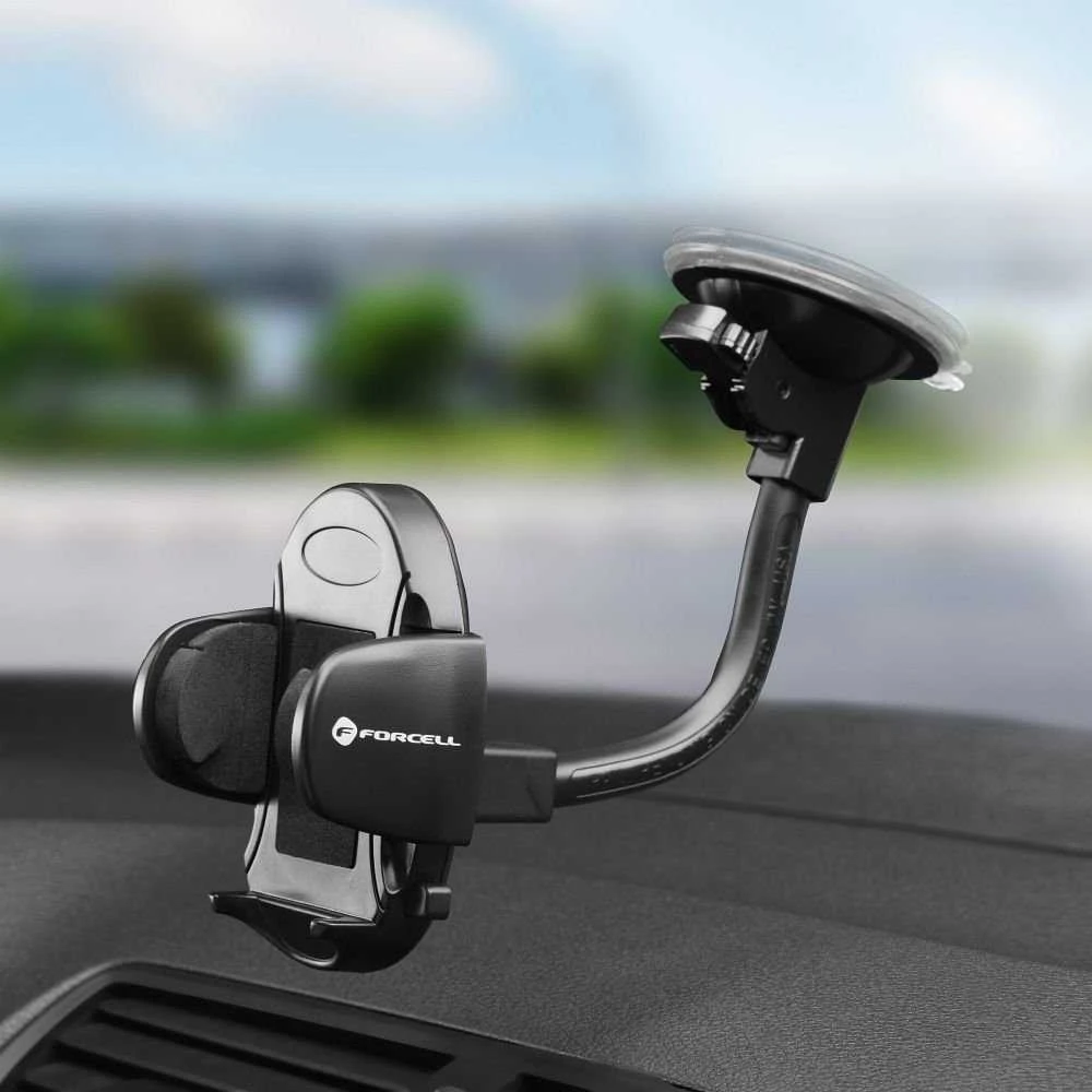 Automobilinis telefono laikiklis Forcell F-Grip Oval 17 cm priekinis stiklas / prietaisų skydelis / oro išleidimo anga, juodas