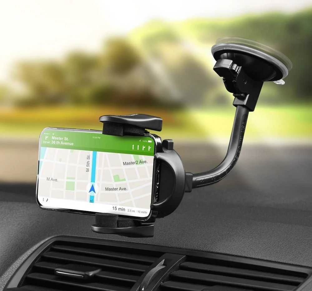 Automobilinis telefono laikiklis Forcell F-Grip Oval 17 cm priekinis stiklas / prietaisų skydelis / oro išleidimo anga, juodas