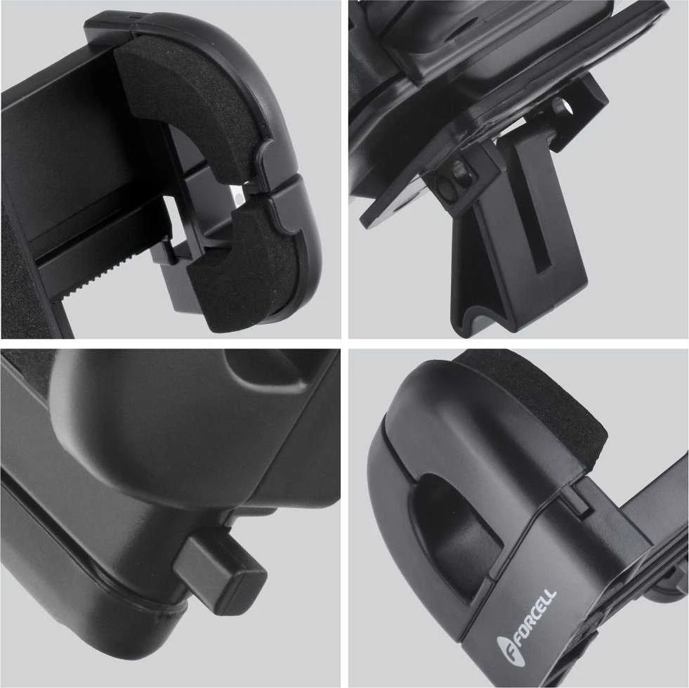 Automobilinis telefono laikiklis Forcell F-Grip Regular 27 cm priekinis stiklas / prietaisų skydelis / oro išleidimo anga, juodas
