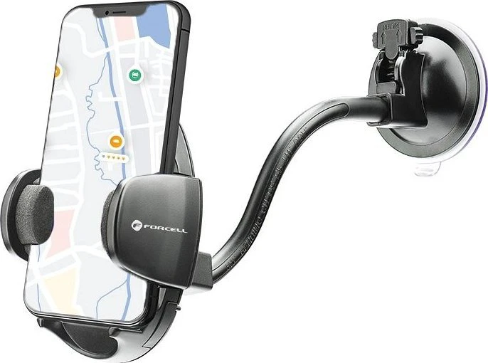 Automobilinis telefono laikiklis Forcell F-Grip Oval 27 cm, juodas, skirtas priekiniam stiklui / prietaisų skydeliui / oro išleidimo angai