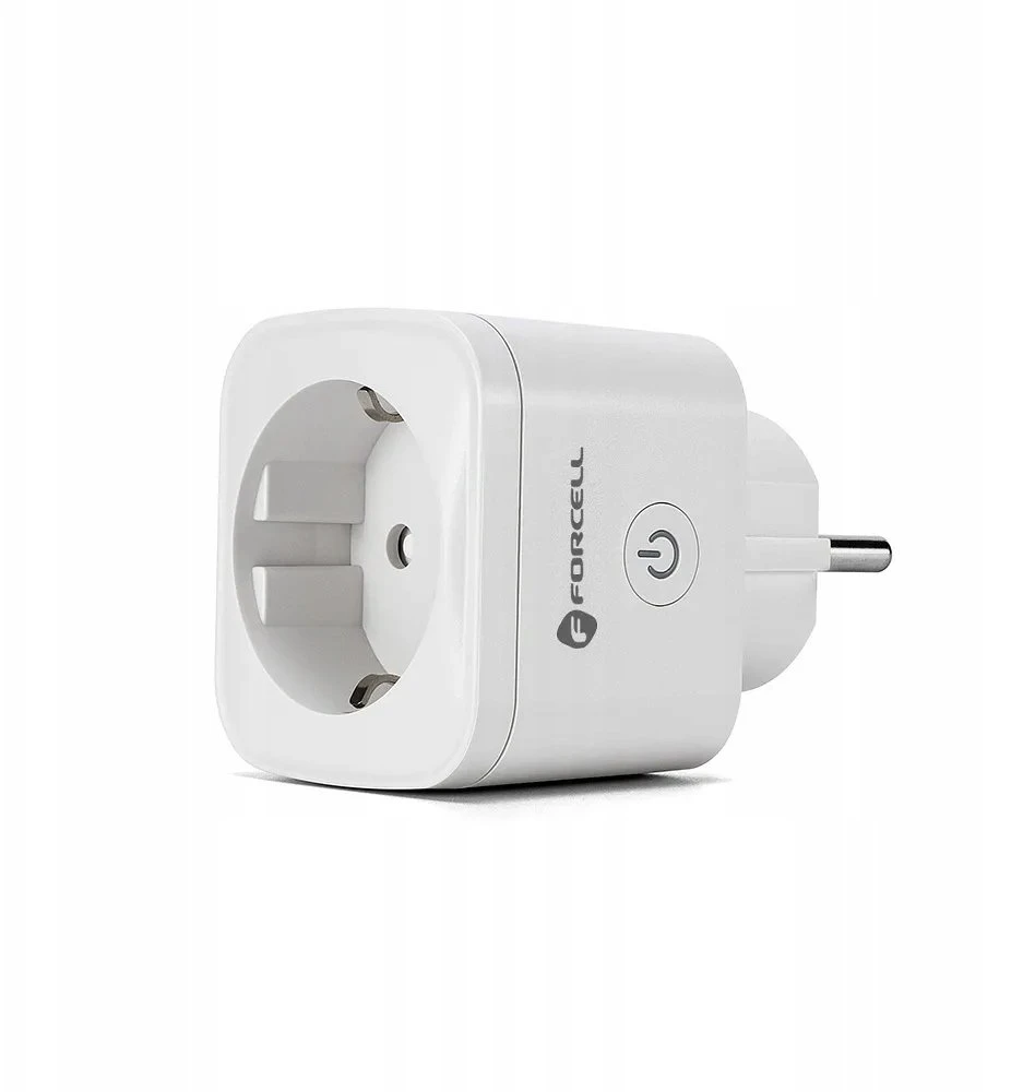 FORCELL F-ENERGY EU02 išmanusis kištukas 230V su WiFi, programuotoju ir Tuya/Amazon Alexa palaikymu - baltas