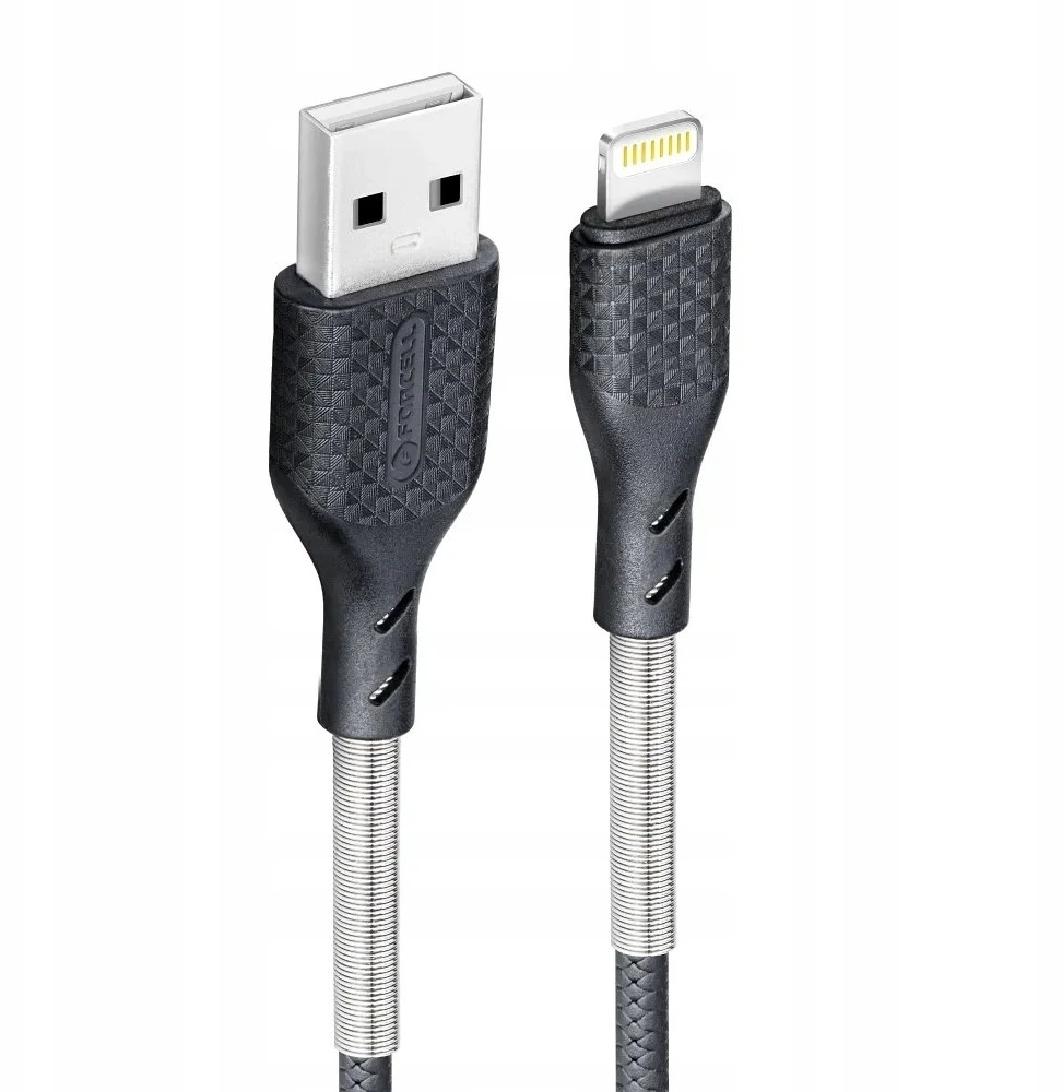 USB A tipo į „Lightning“ tipo laidas „Forcell F-Energy“ 2,4A 12W, anglies pluošto, 1 m, CB-01A, juodas