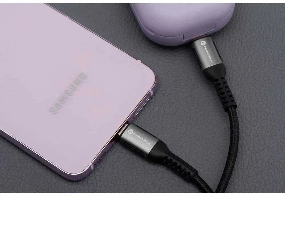 USB A į USB C laidas Forcell F-Energy QC4.0 3A 66W Cafule 3 m C256 juodas